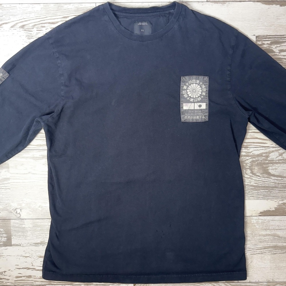 10.Deep Shirt Mens XL Blue Tenth Division Long Sleeve Graphic Tee Japan Patch - Picture 7 of 10